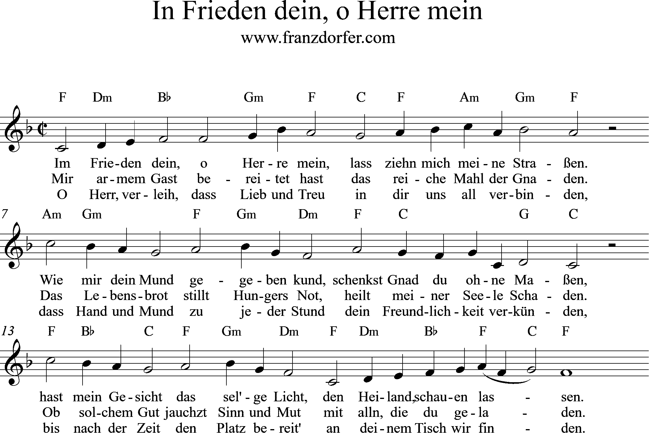 Noten - In Frieden dein o herre mein